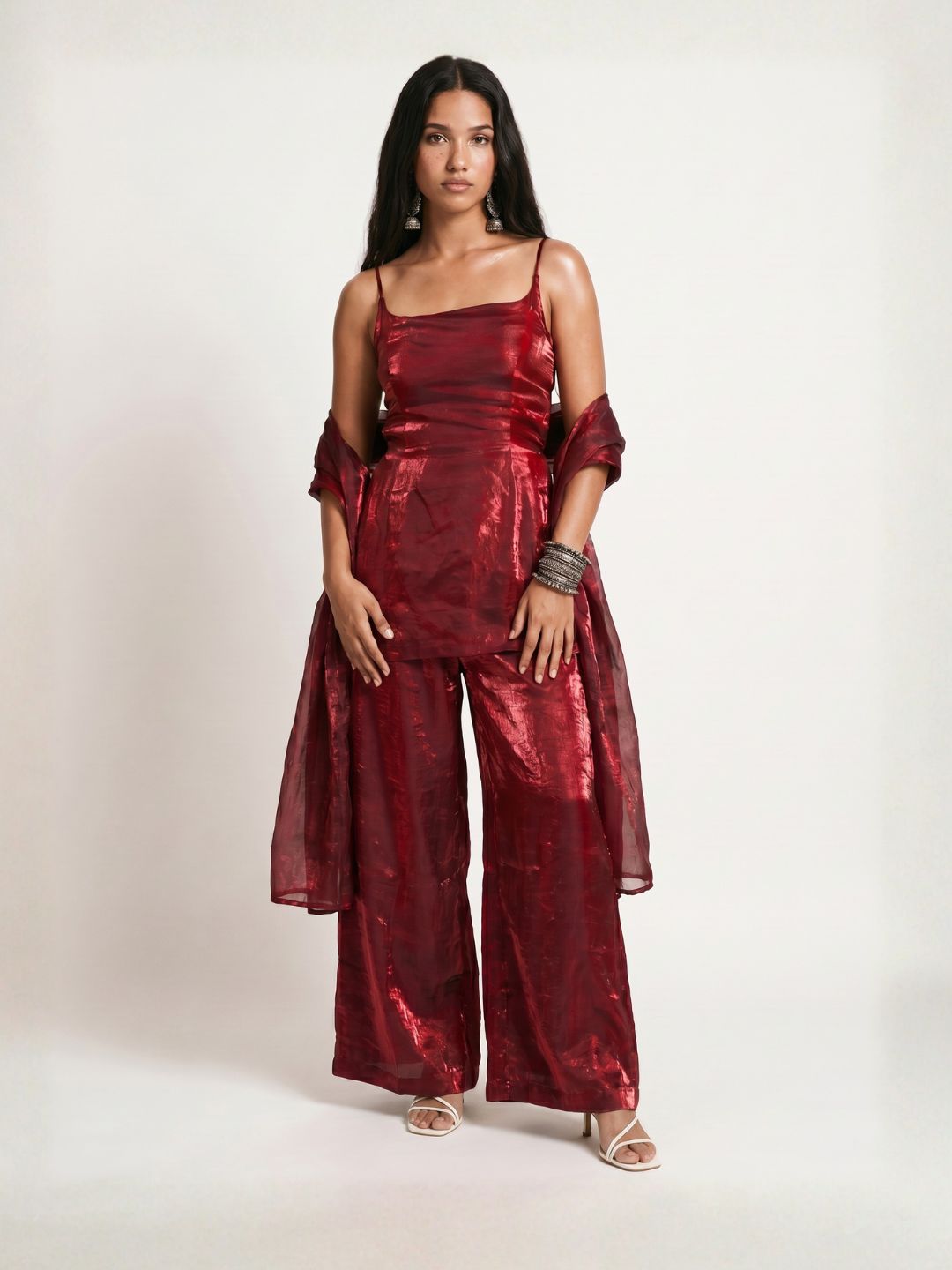 Laila Maroon Fendi Pant & Dupatta