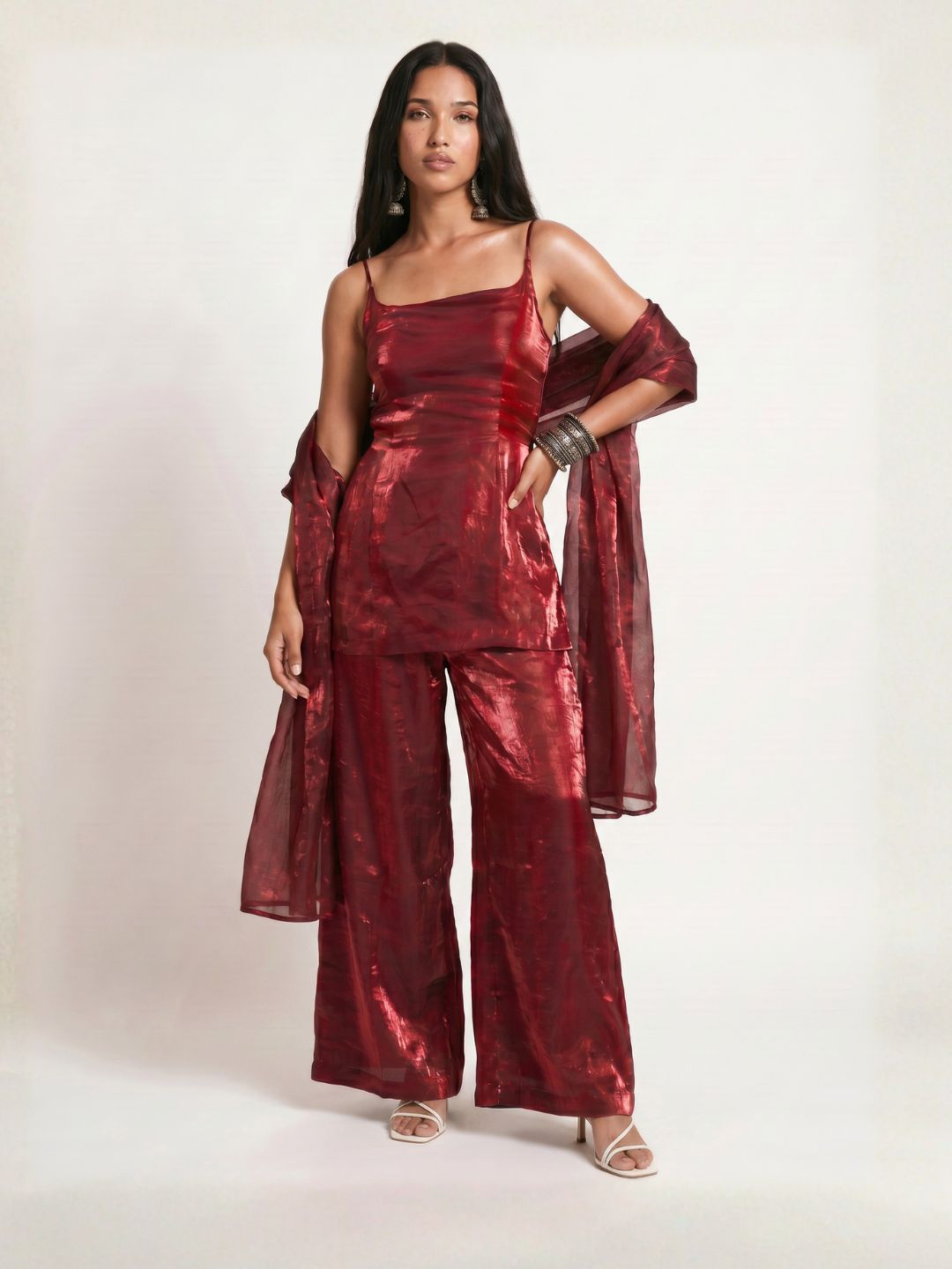 Laila Maroon Fendi Pant & Dupatta