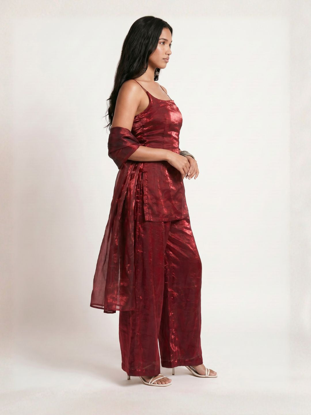 Laila Maroon Fendi Pant & Dupatta