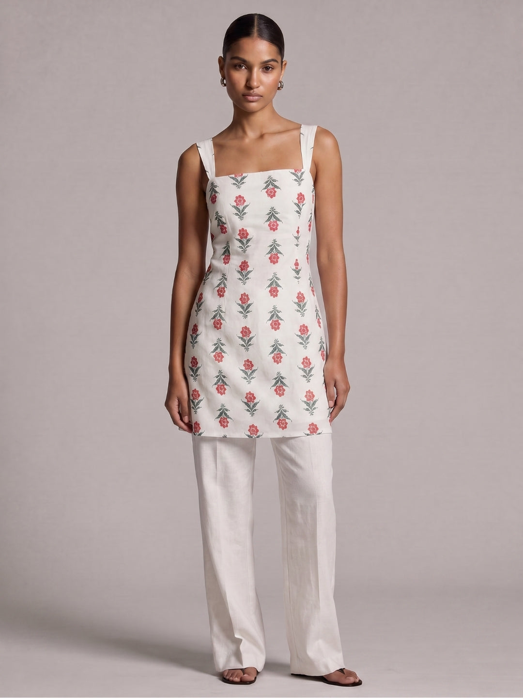 Miraya Wide Shoulder Strap Structured Kurti Top