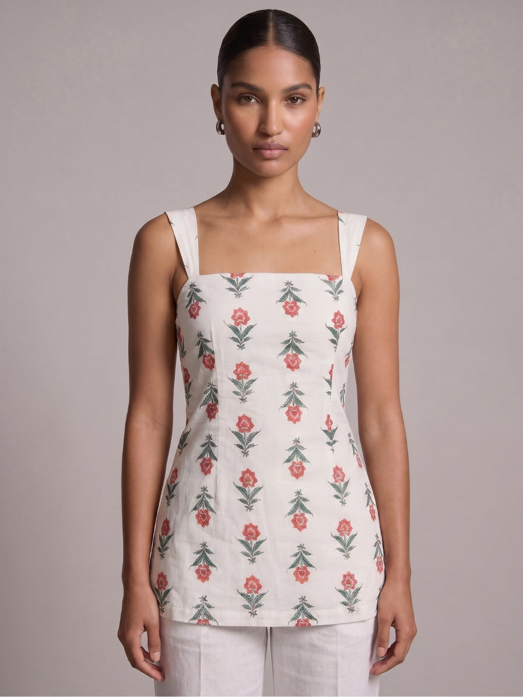 Miraya Wide Shoulder Strap Structured Kurti Top