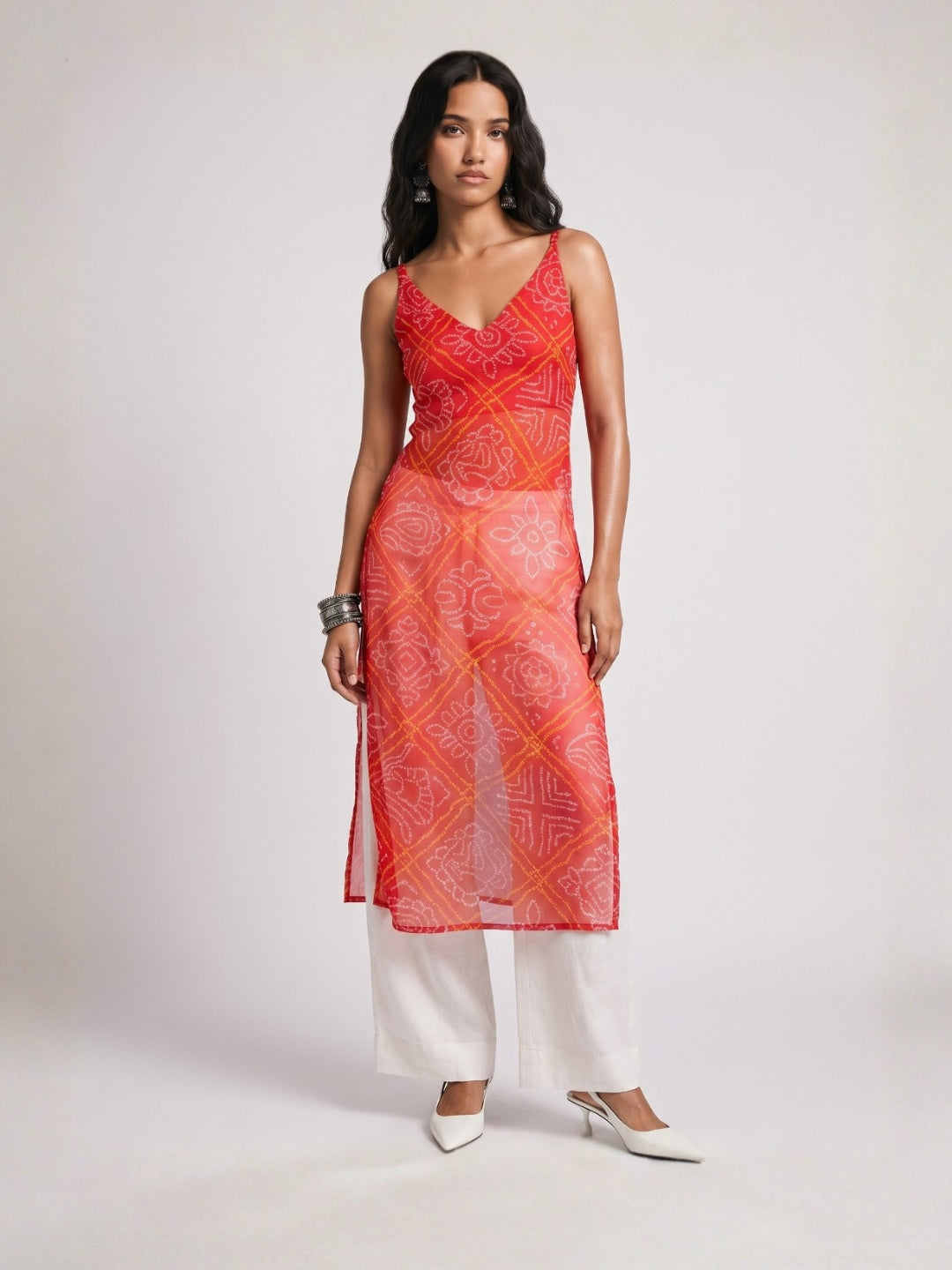 Payal Sheer Bandhani Kurti Top