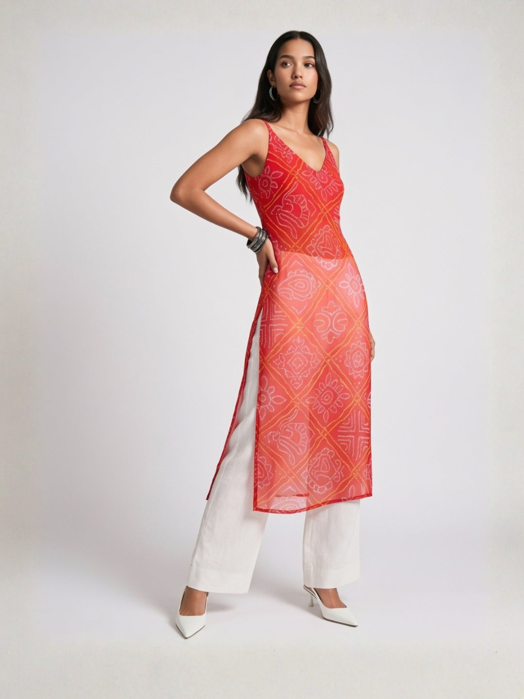 Payal Sheer Bandhani Kurti Top