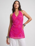 Rang Bandhani Halter Neck Corset Kurti Top