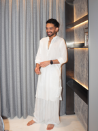 Karam White Jacquard Long Kurta